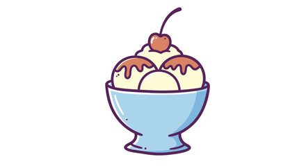 A delightful illustration of a blue bowl filled with vanilla ice cream