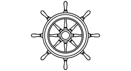 Obraz premium Ships helm wheel outline isolated on transparent background