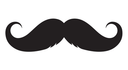 Black handlebar mustache illustration isolated on transparent background
