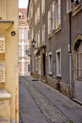 Historic Baroque and Renaissance fa&ccedil;ades in the old town of Graz, a UNESCO World Heritage Site known for its well-preserved architecture and vibrant city life.
