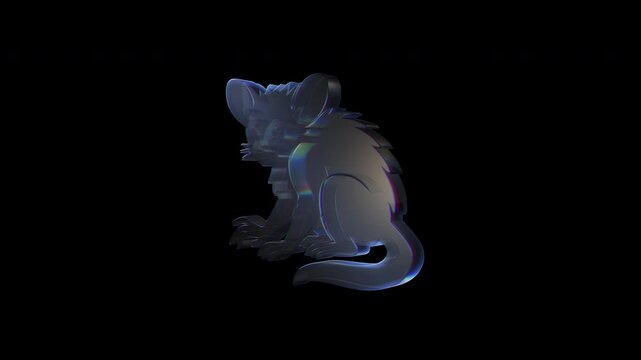 Glass aye aye rotating on black background