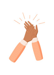 Flat hands clapping in solidarity and recognition. Applauding gesture celebrates people and their connection. A colorful abstract depiction of human togetherness, inspiring unity joy, perfect for