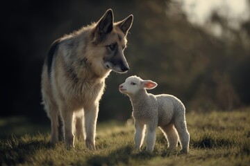Obraz premium The wolf and the innocent lamb