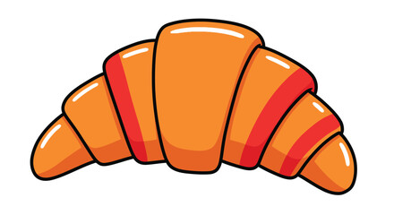 A delicious cartoon croissant with orange and red layers is displayed