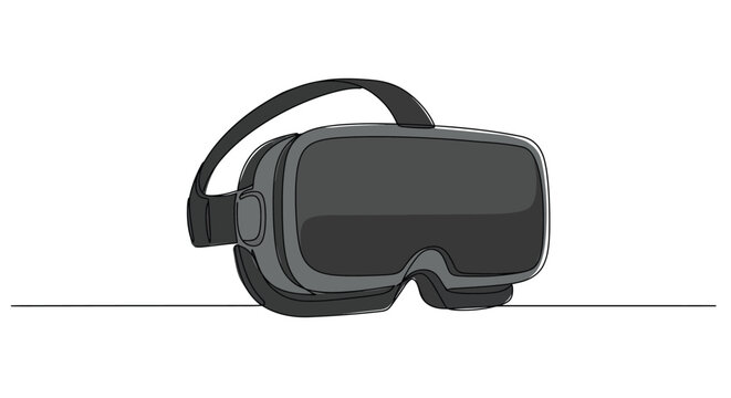 Simple line drawing illustrating a modern virtual reality headset design