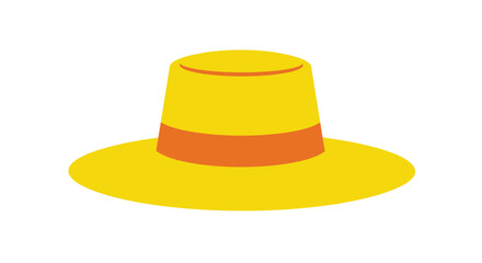 A simple illustration of a bright yellow hat with orange trim