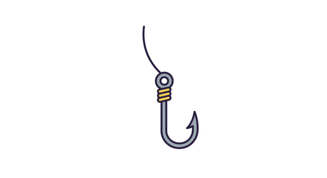 Simple illustration of a fishing hook with line isolated on white background