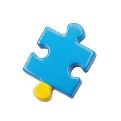 Obraz premium Strategic Blue Puzzle Piece Solution Concept Symbol with transparent background