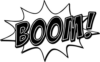 boom,Black and white comic style explosion with the word boom in bold letters
