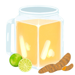 Handdrawn Jamu Kunyit Asam Illustration