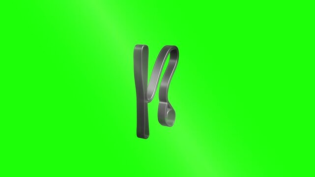 Rotating cyrillic letters on green screen background