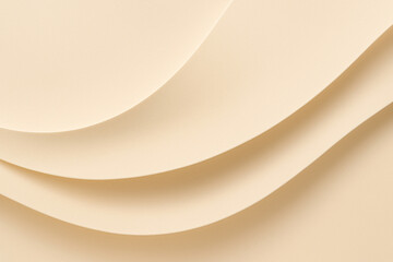 Layered paper curves abstract beige background with copy space