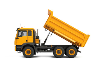 Dump truck on a white background