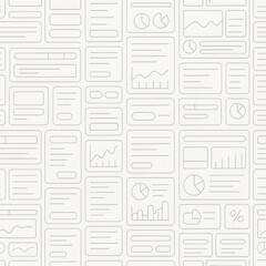 Seamless dashboard wireframe pattern, UI cards and charts