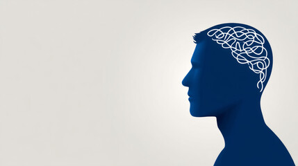 Silhouette of person with abstract brain symbolizing mental complexity