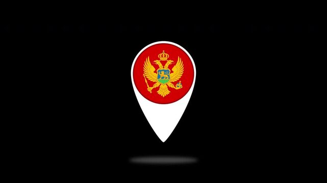 Montenegro flag marker bouncing on black background