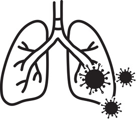 Lungs infected by a respiratory virus concept