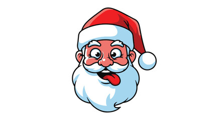 Funny Santa Claus Face with Tongue Out - Festive Holiday Illustration