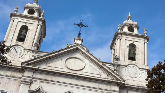 Church of S&atilde;o Roque, Lisbon, Portugal, spectacular baroque interior with rich marbles, gilded woodwork and historic Jesuit heritage in a cinematic travel footage.
