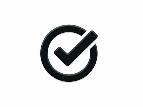 Segno di spunta nero stilizzato all'interno di un cerchio, simbolo di approvazione e successo.