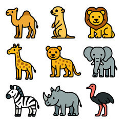 Cute cartoon african safari animals collection.