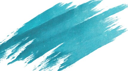 Abstract turquoise paint stroke on a white canvas background for design
