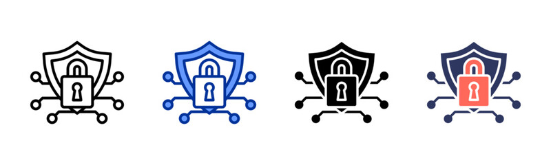 Cyber Security Shield icon sheet multiple style collection