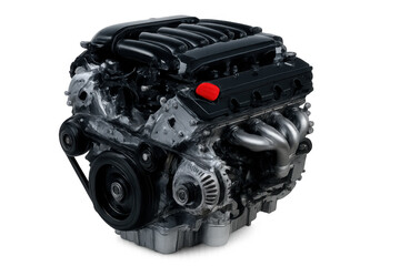 V8 engine, automotive motor showing mechanical power and technology, car part isolated engineering concept