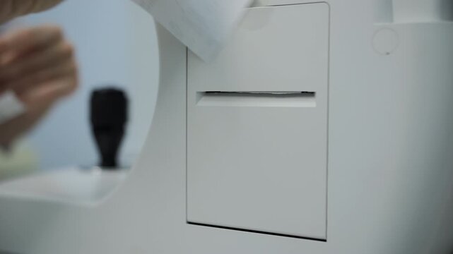 Optometrist printing eye examination test results
