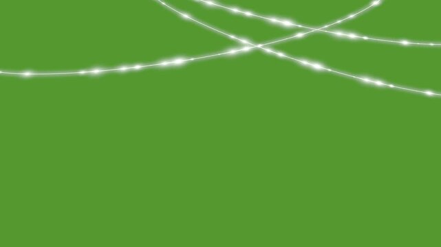Holiday Light Frame Loop &ndash; Glowing Garland Border with Flash Effects on green background