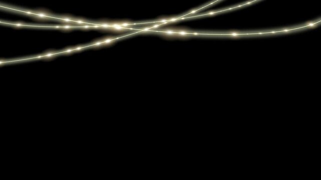 Holiday Light Frame Loop &ndash; Glowing Garland Border with Flash Effects	on black background. Use Screen blend mode for alpha channel analog