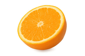 Orange fruit half showing pulp and zest, juicy citrus ingredient for healthy diet on transparent background
