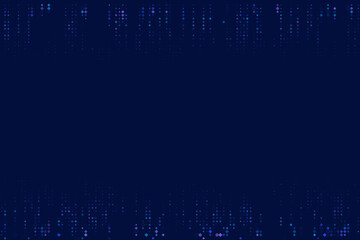 Abstract dark blue background with shimmering digital diamond particles, creating a modern tech-inspired data flow pattern at the edges