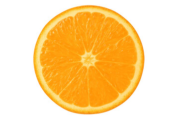 Citrus fruit orange slice cross-section offering fresh juice vitamin c on transparent background