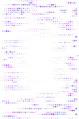 Abstract digital background with glowing purple and blue hexagonal dots creating a futuristic data stream pattern on a dark screen