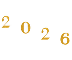Elegant shimmering golden 2026 numerals for festive New Year celebrations and futuristic designs, perfect for invitations, greetings, and promotional visuals