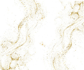 Stunning gold glitter dust flowing in elegant swirls, perfect for holiday themes, luxury branding, or magical designs, creating a vibrant festive mood