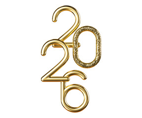 Shimmering golden 2026 new year design element for celebratory graphics, perfect for elegant invitations and holiday marketing campaigns this season