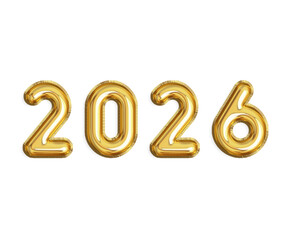 Celebrate 2026 New Year with festive golden balloon numbers, perfect for event invitations and marketing campaigns for a vibrant new year celebration