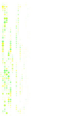 Abstract digital background with falling green and yellow diamond shapes creating a dynamic and modern visual effect