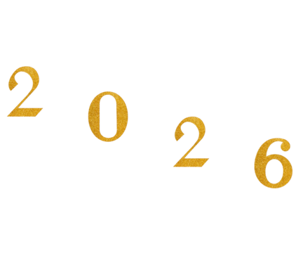 Elegant shimmering golden 2026 numerals for festive New Year celebrations and futuristic designs, perfect for invitations, greetings, and promotional visuals