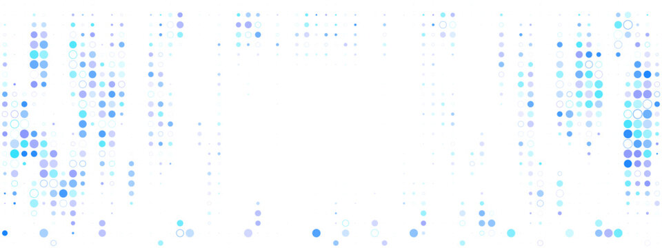 Futuristic technology background featuring vertical lines of colorful dots and rings, symbolizing data flow and connectivity.
