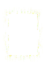 Abstract digital frame with glowing colorful dots on a transparent background, creating a modern technology-inspired border design