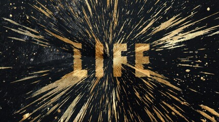 Header design with bold golden text and a dynamic burst background