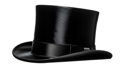 A black top hat isolated on transparent background