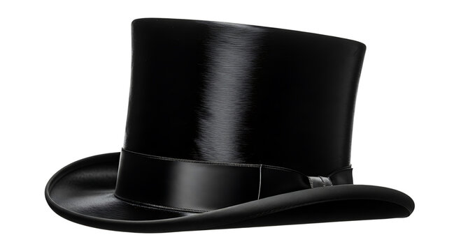 A black top hat isolated on transparent background