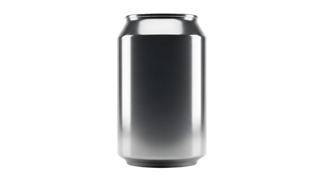 A plain aluminum soda can isolated on transparent background