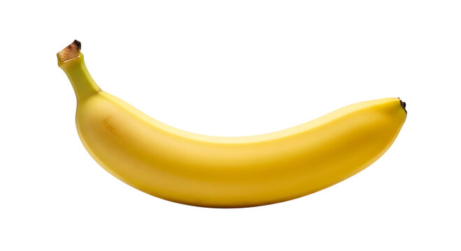 A single ripe yellow banana isolated on transparent background