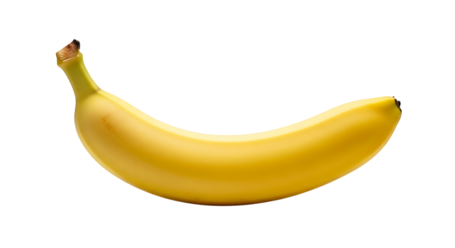 A single ripe yellow banana isolated on transparent background - Powered by Adobe