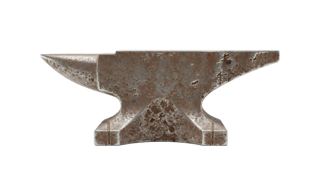 An old, rusty anvil isolated on transparent background